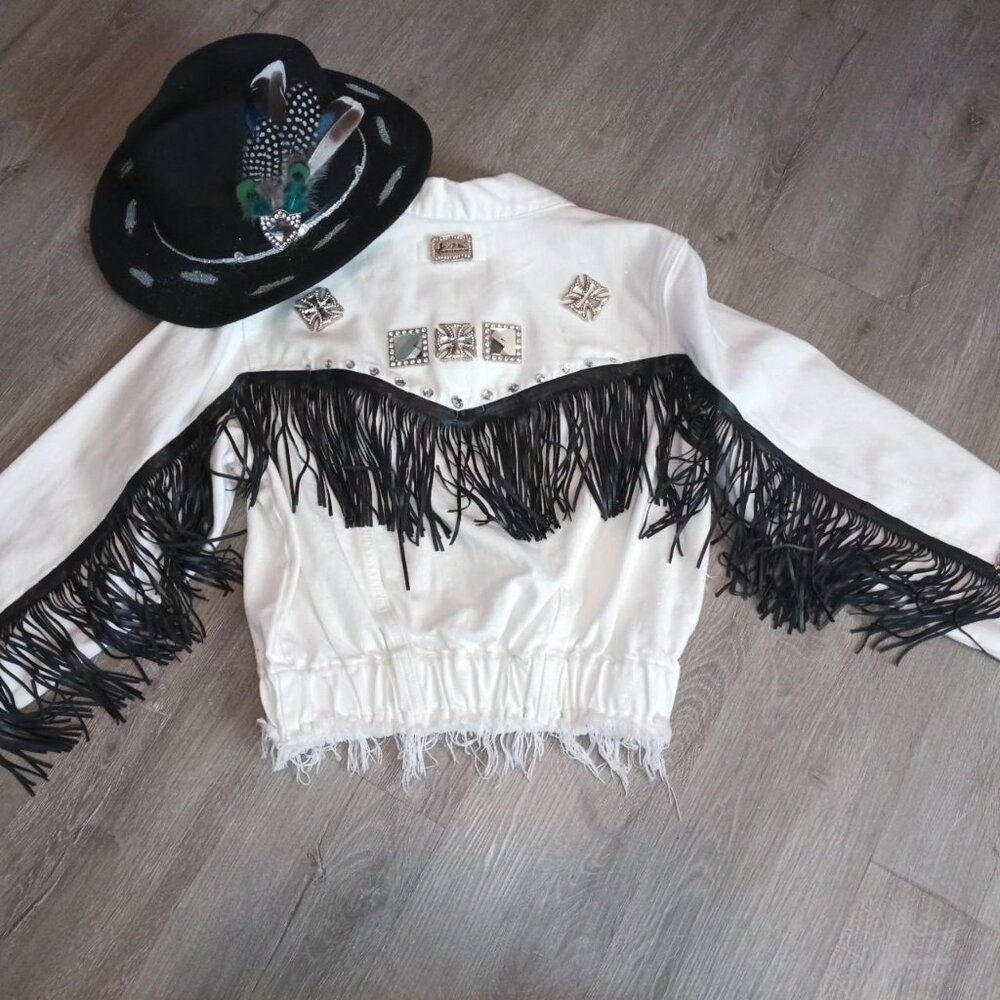 **UPCYCLED UTOPIA BOUTIQUE ORIGINAL** Upcycled Blank NYC White denim jacket